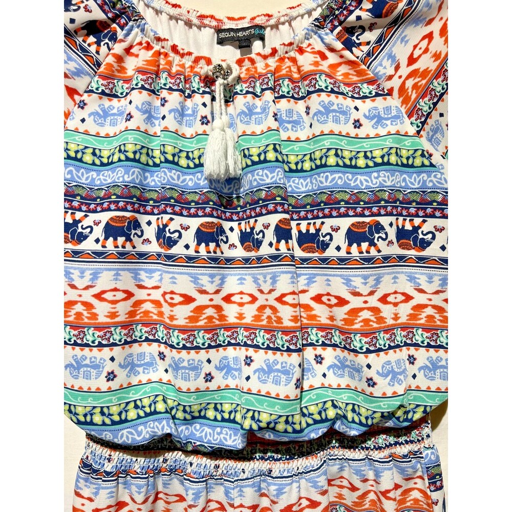 SEQUIN HEARTS LADIES Boho inspired aztec graphic print Romper Size LARGE - Picture 2 of 5